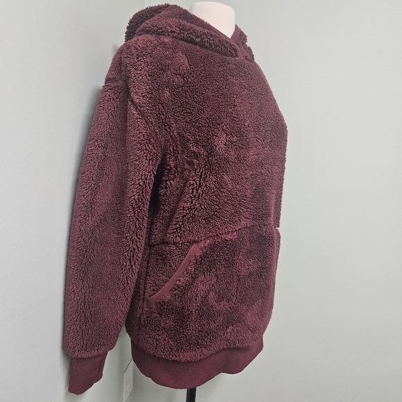 Athleta Solstice Reversible Sherpa Crew Womens Sweater Hoodie Maple Red XSmall - Picture 11 of 13